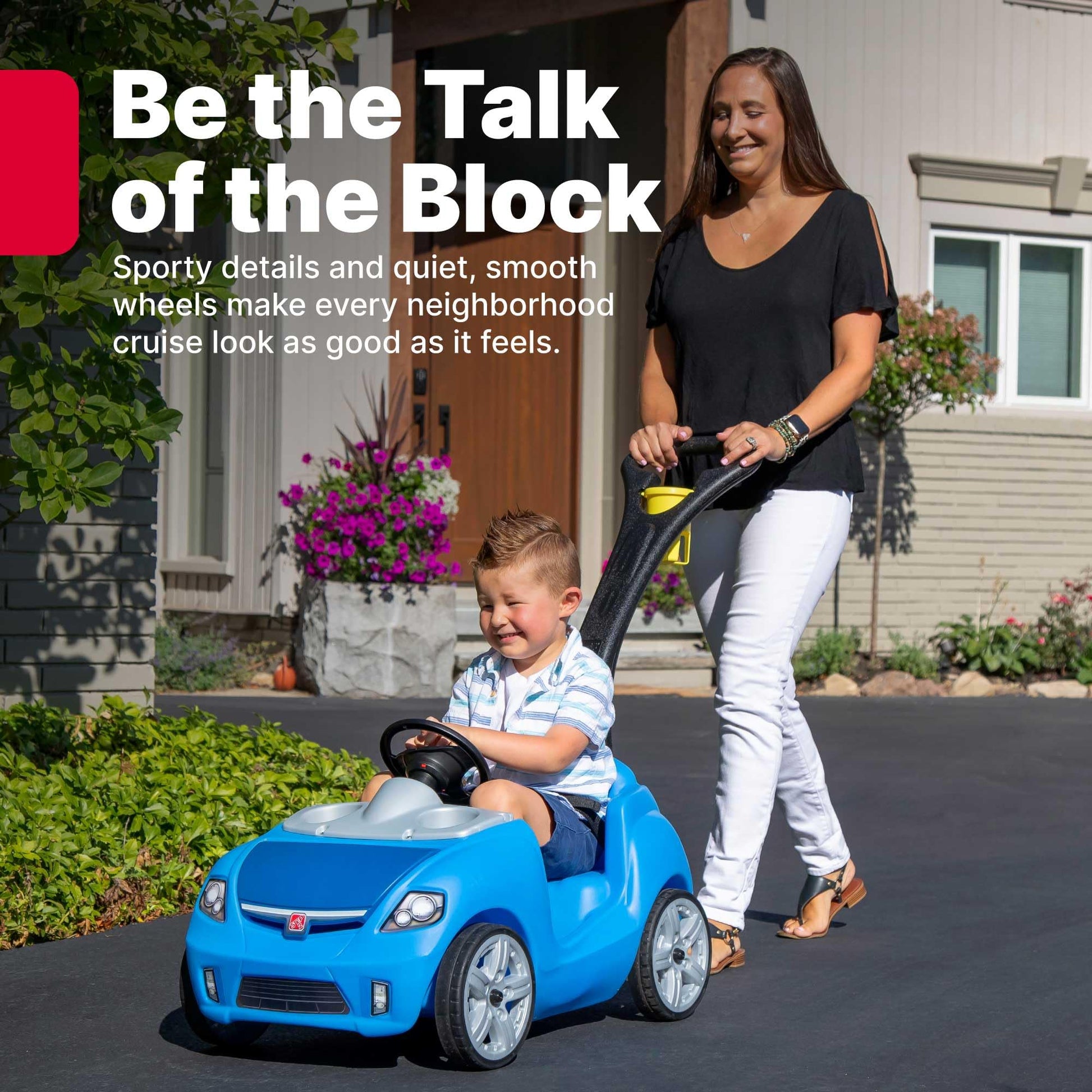 Step2 Whisper Ride II Kids Push Car, Ride-On Car with Seat Belt and Horn, Quick Fold Handle