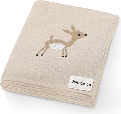 Knit Baby Swaddle Blanket - 100% Cotton Soft Cozy Receiving Swaddling Crib Stroller Blanket Quilt
