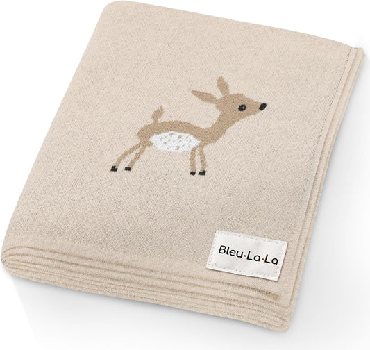 Knit Baby Swaddle Blanket - 100% Cotton Soft Cozy Receiving Swaddling Crib Stroller Blanket Quilt