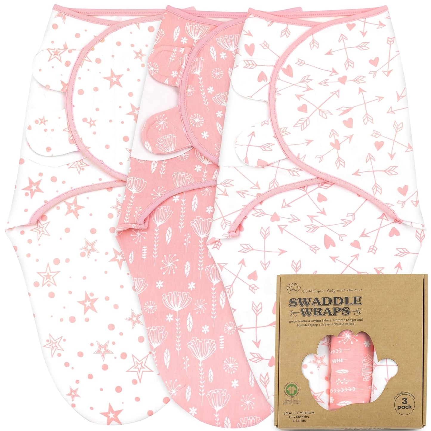 Bublo Baby Organic Preemie Swaddles 4-7 lbs - 3-Pack Premature Babies Swaddle Sleep Sack