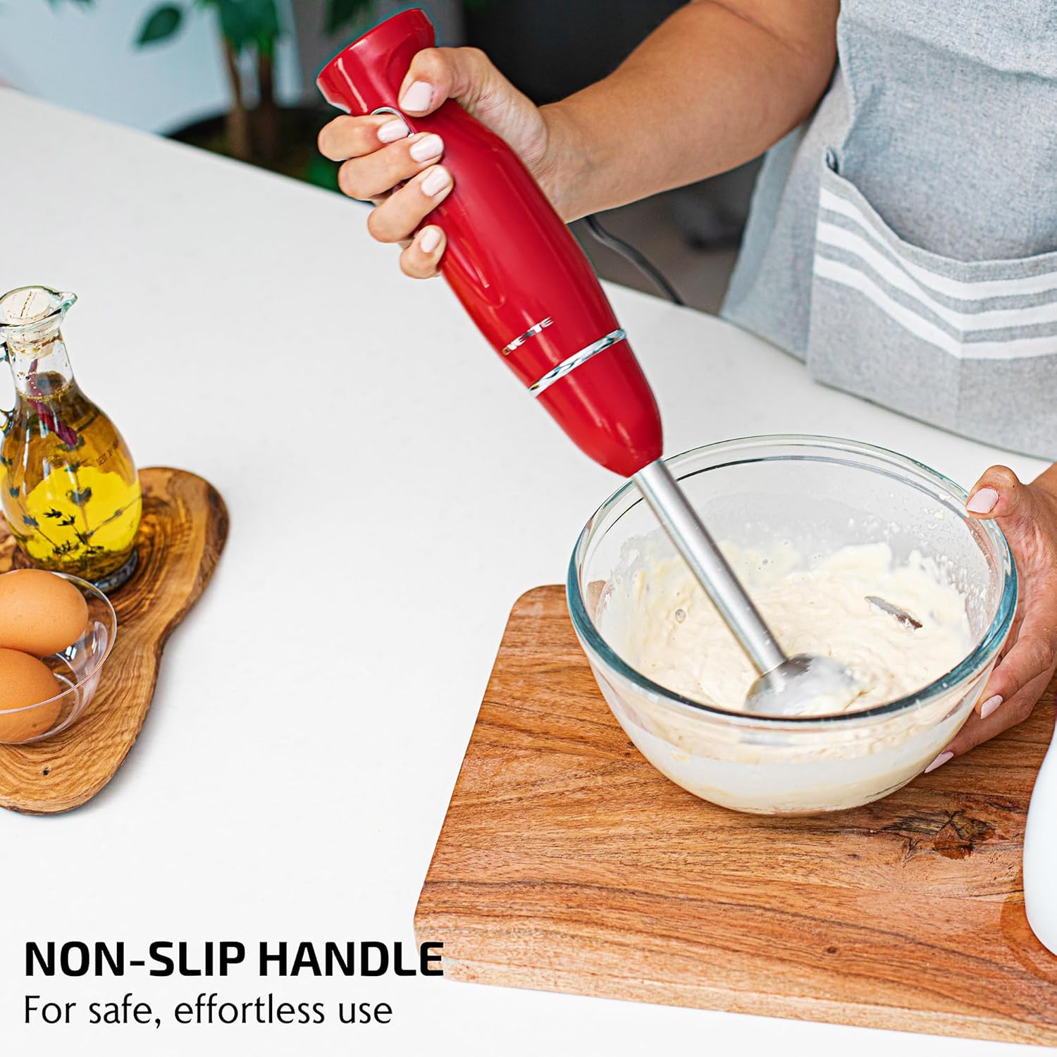 OVENTE Immersion Hand Blender, 300W Electric Handheld Portable Stick Mixer with 2 Mixing Speed and