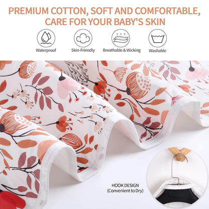 Diaper Changing Pads for Baby, Flower Change Mat, 3Layers Waterproof Change Pad Foldable Absorbent Mats for Women, Reusable Incontinence Underpads for Patient 24''x30''