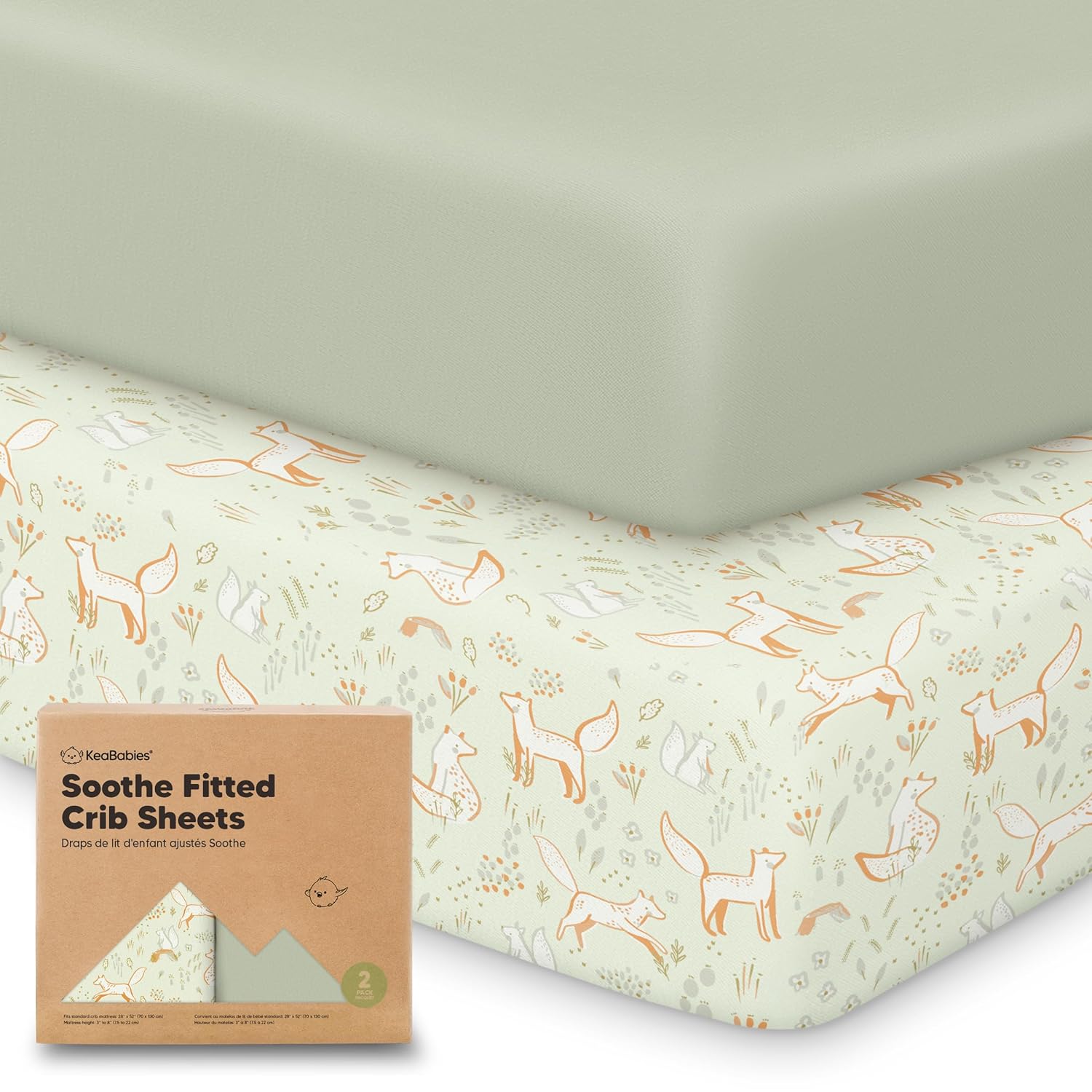 KeaBabies 2-Pack Organic Crib Sheets for Boys, Girls - 52x28 Fitted Crib Mattress Sheet Neutral