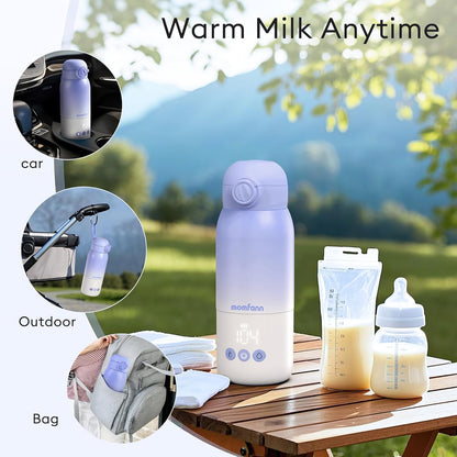 Portable Bottle Warmer for Travel, Dual Heating Modes for Breastmilk & Water On The Go, Portable