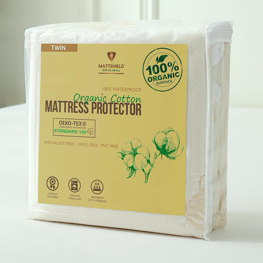 Waterproof Organic Mattress Protector Twin - Organic Cotton Breathable Mattress Pad Cover - 200 GSM Comfort - Deep Pocket - Fitted Comfort