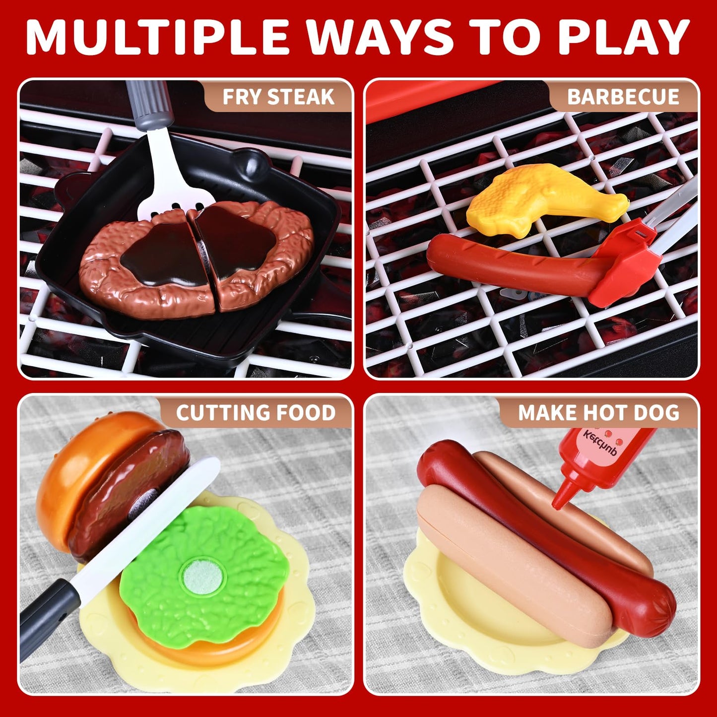 Shemira Kids Play Kitchen Toys, Kids BBQ Grill Playset, Play Grill Toys