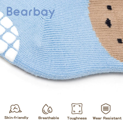 Baby Non Slip Ankle Socks with Grippers for 0 Months-7 Years Old Walking Socks