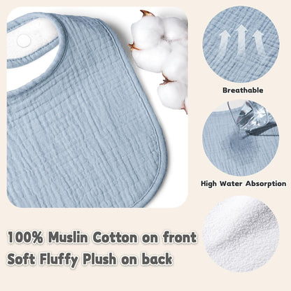 Susurration Muslin Baby Drool Bibs 10Pack Soft Square Adjustable Bandana Bibs for Unisex Baby Girls & Boys
