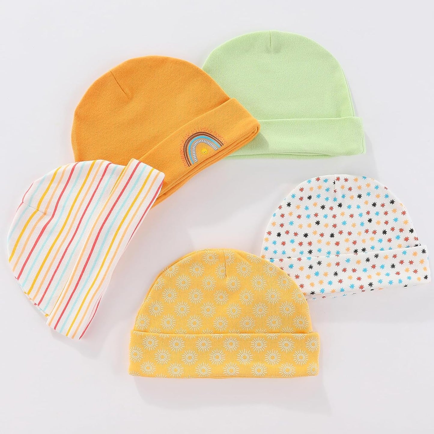 Baby Hat and Mittens Set Newborn Baby Hats Caps for Baby Boys Girls 0-6 Months 100% Cotton