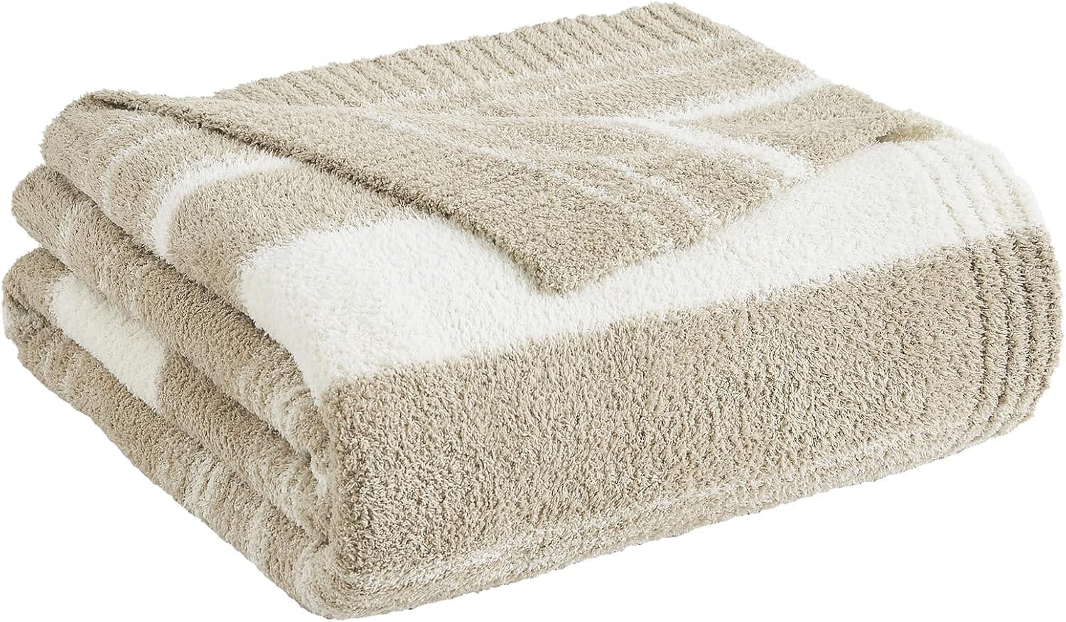 WRENGONGE Khaki Throw Blanket, 50x70 Soft Cozy Striped Throw Blankets for Couch, Sofa, Bed, Travel