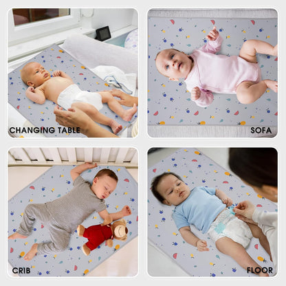 Vegan Leather Baby Changing Mat - Wipeable Portable Changing Pad, Foldable Travel Changing Mat for Baby, Newborns Toddlers Shower Gifts (Fruit,20"*28")