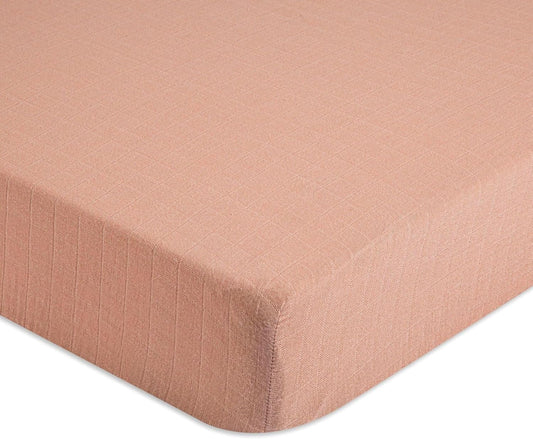Crane Baby Fitted Sheet, Soft Cotton Fitted Sheet for Cribs and Nurseries, Beige Copper, 28”w x