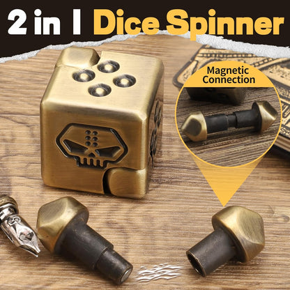 Metal Infinity Cube Fidget Spinner for Kids Adults, 2-in-1 Magnet Dice Fidget Hand Toys Focus Finger Spinning Toy, Stress Relief Hand Spinner for Boys Men, Kinetic Desk Toy for Autism Anti Anxiety