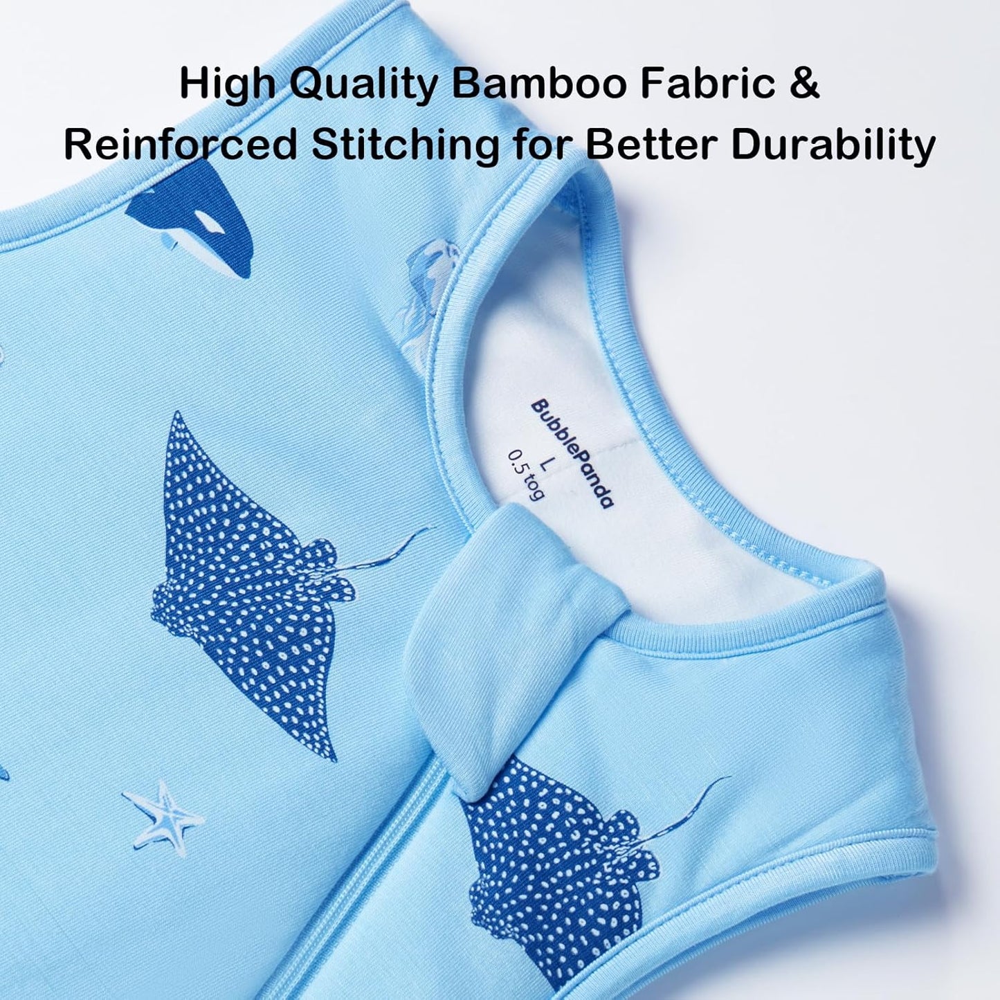BubblePanda Rayon Made from Bamboo Sleep Sack 12-18 Months 0.5 Tog Soft Lightweight Toddler Sleep Sack 1t for Babies 2-Way Zipper Wearable Blanket Baby 12 Months