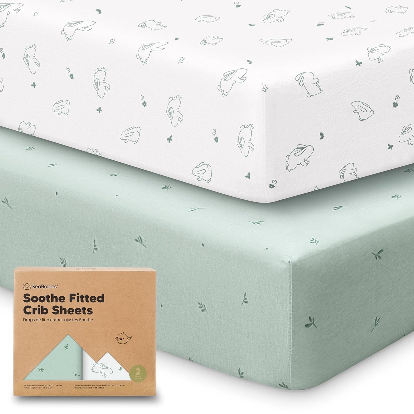 KeaBabies 2-Pack Organic Crib Sheets for Boys, Girls - 52x28 Fitted Crib Mattress Sheet Neutral