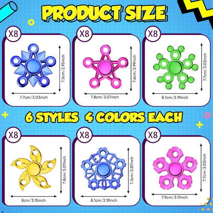 Woanger 48 Pcs Fidget Spinner High Speed Hand Spinners for Anxiety ADHD Adults Boys Girls, Anxiety Stress Relief Toys for Focus Party Favor Classroom Prizes(Multicolor,Five Holes)