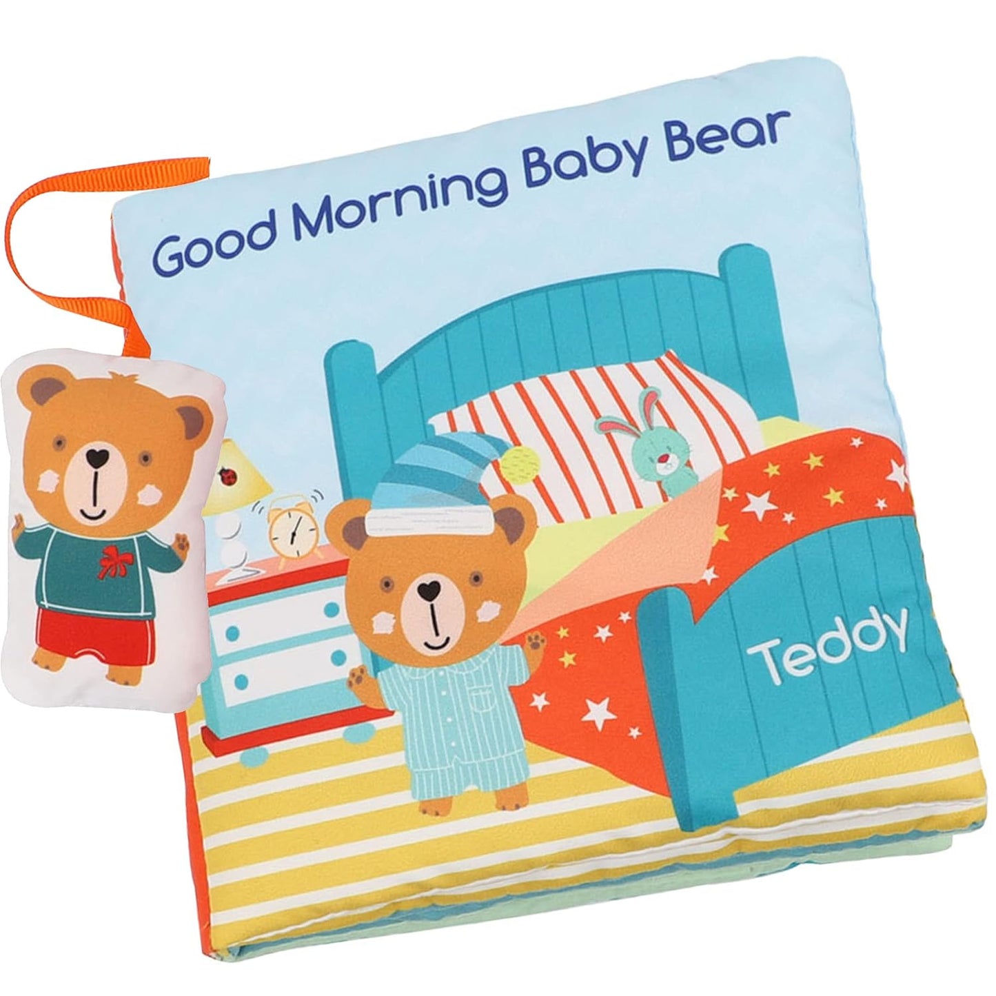 Teddy Bear Baby Toy Cloth Crinkle Books for Babies Infant Toddler, Soft Toys 0-6-12 Months Activity Tummy Time Mirror Toy, Gifts for Boys Girls Baby Shower, 1-2-3 Years Old-Morning