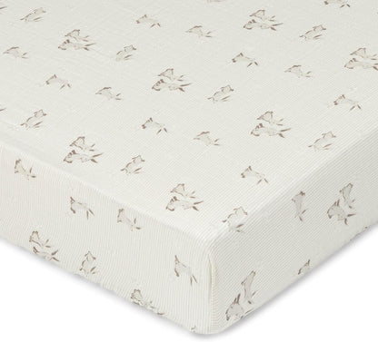 Crane Baby 100% Organic Cotton Gender Neutral Animal Nursery Bedding, Fitted Sheet, Soft Breathable