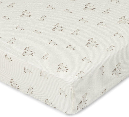 Crane Baby 100% Organic Cotton Gender Neutral Animal Nursery Bedding, Fitted Sheet, Soft Breathable