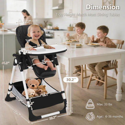 Kinder King Convertible Baby High Chair, Adjustable Feeding Chair for Babies and Toddlers with