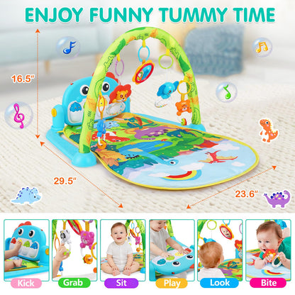 UMIKU Baby Gym Play Mat Baby Gifts Tummy Time Mat Activity Center, Dinosaur