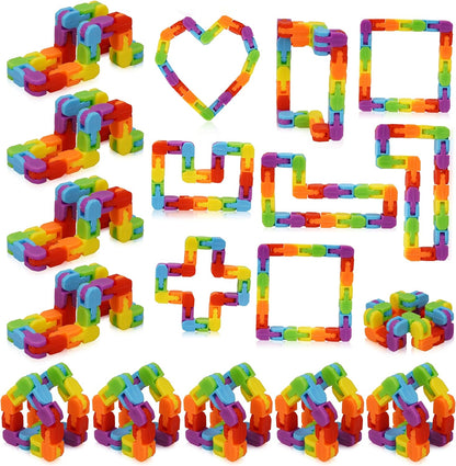 Ganowo 18 Pack Wacky Tracks - Rainbow Color Snap Click Fidget Toys for Kids Adults ADHD Finger Sensory Autism Stress Relief