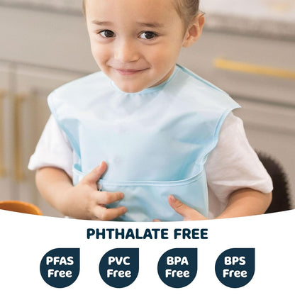 Tiny Twinkle Mess Proof Baby Bibs for Eating - Waterproof, Wipeable Bibs - Toddler Bibs - Travel