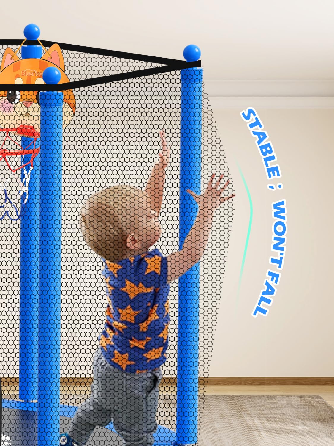 BLUERISE 55IN Indoor/Outdoor Toddler Trampoline for Kids Blue