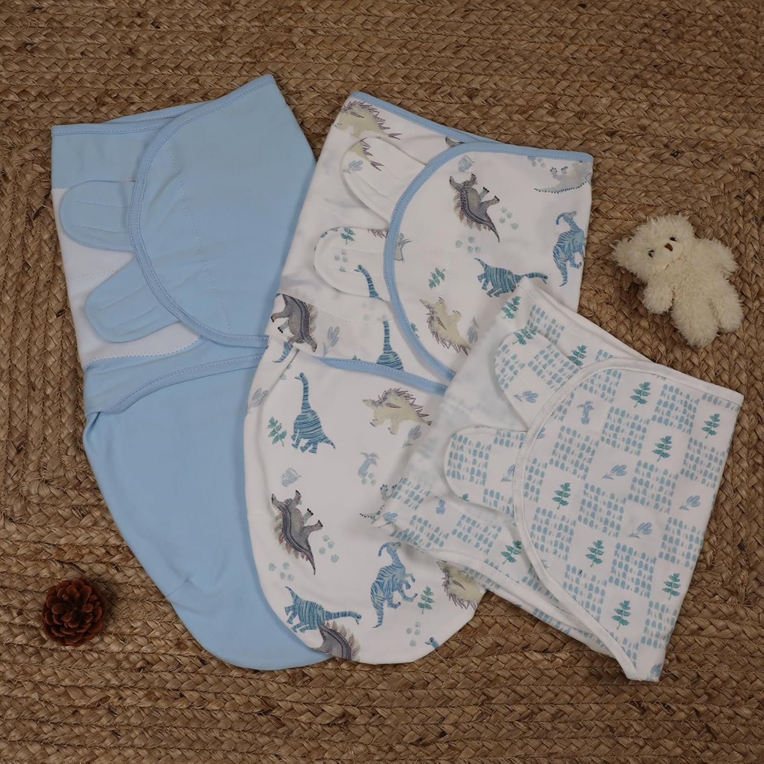 Baby Swaddle Sacks, 3-Pack Newborn Organic Cotton Swaddle Wrap, Adjustable Swaddling Blankets