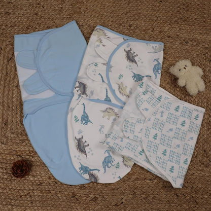 Baby Swaddle Sacks, 3-Pack Newborn Organic Cotton Swaddle Wrap, Adjustable Swaddling Blankets