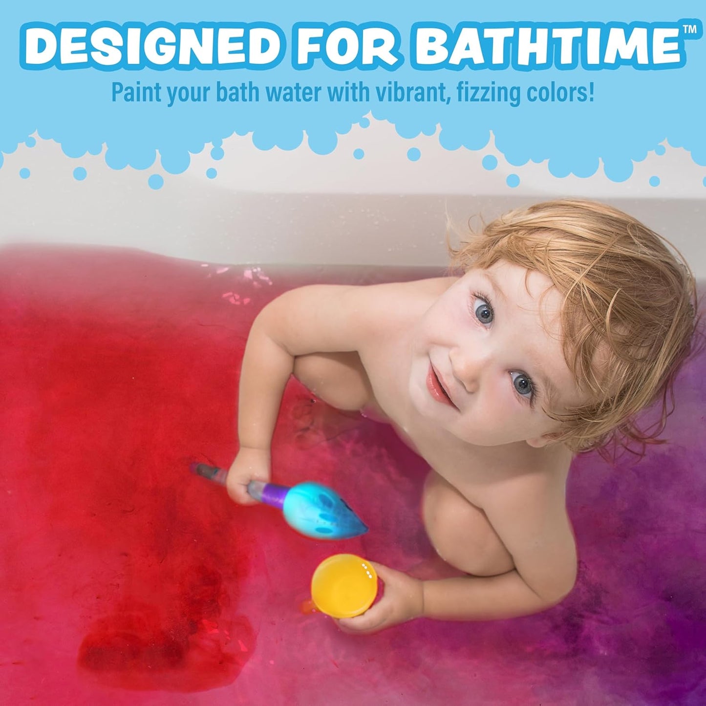 Tub Works® Bath Color Brush™ Kids Bath Bomb Set | Nontoxic & Fragrance-Free | Use Brush to Paint