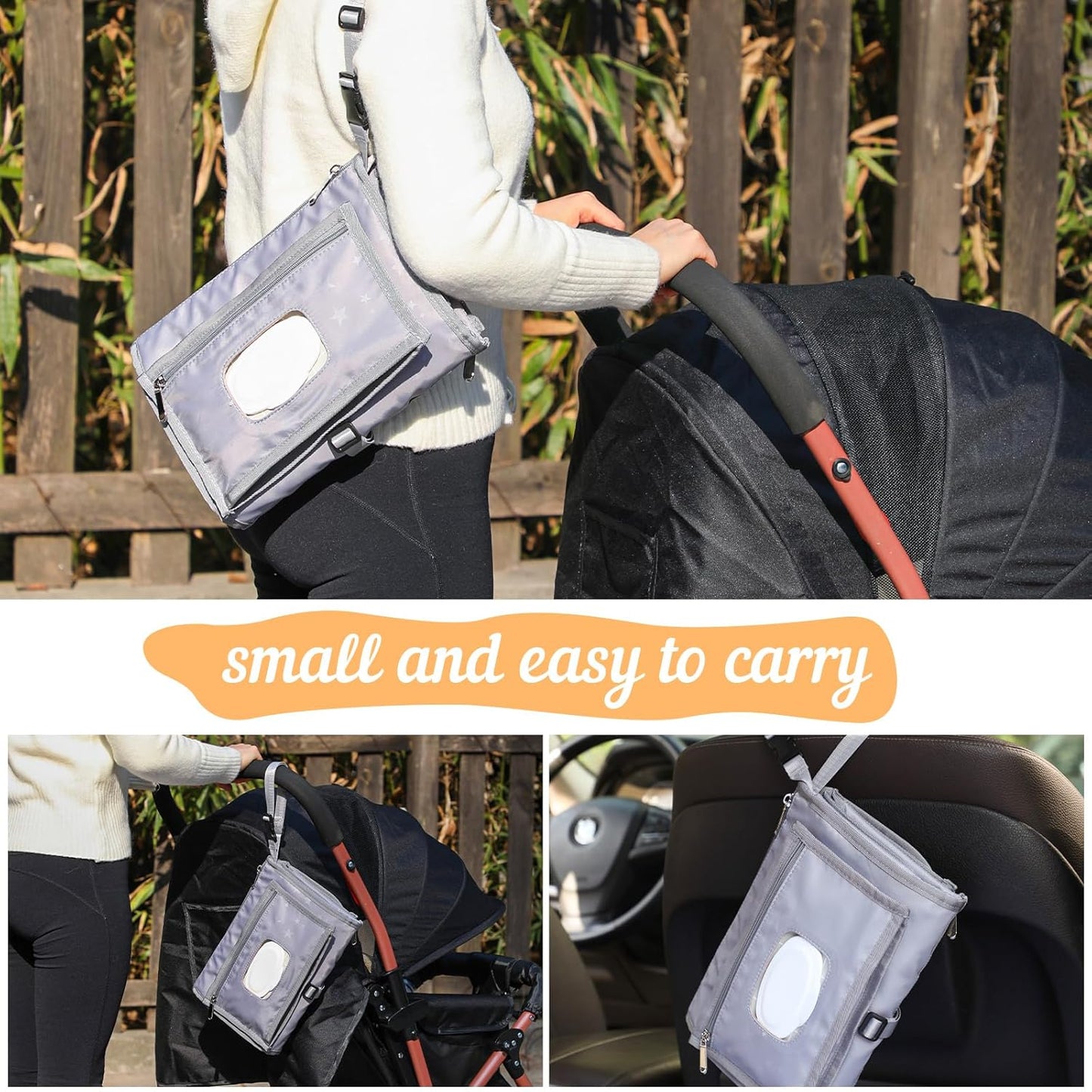 Portable Baby Diaper Changing Pad with Wipe Dispenser and Waste Bag Dispenser Detachable Diaper Changing Travel Bag with Waterproof Changing Mat Well Organized for Changing Kits