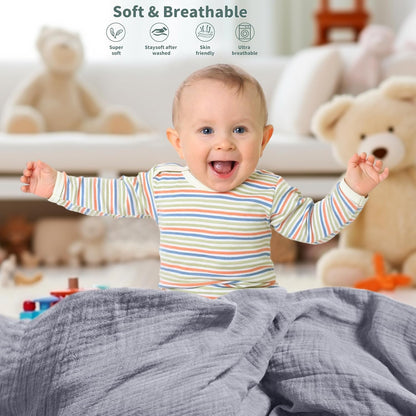 Muslin Swaddle Blankets for Newborn, 2 Pack Breathable Soft Receiving Blanket, Large 41 x 41 inches