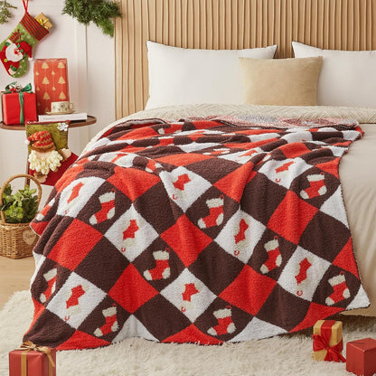 CYMULA Christmas Knit Throw Blanket - Super Soft Cozy Fuzzy Blankets for Couch, Sofa & Bed, Holiday
