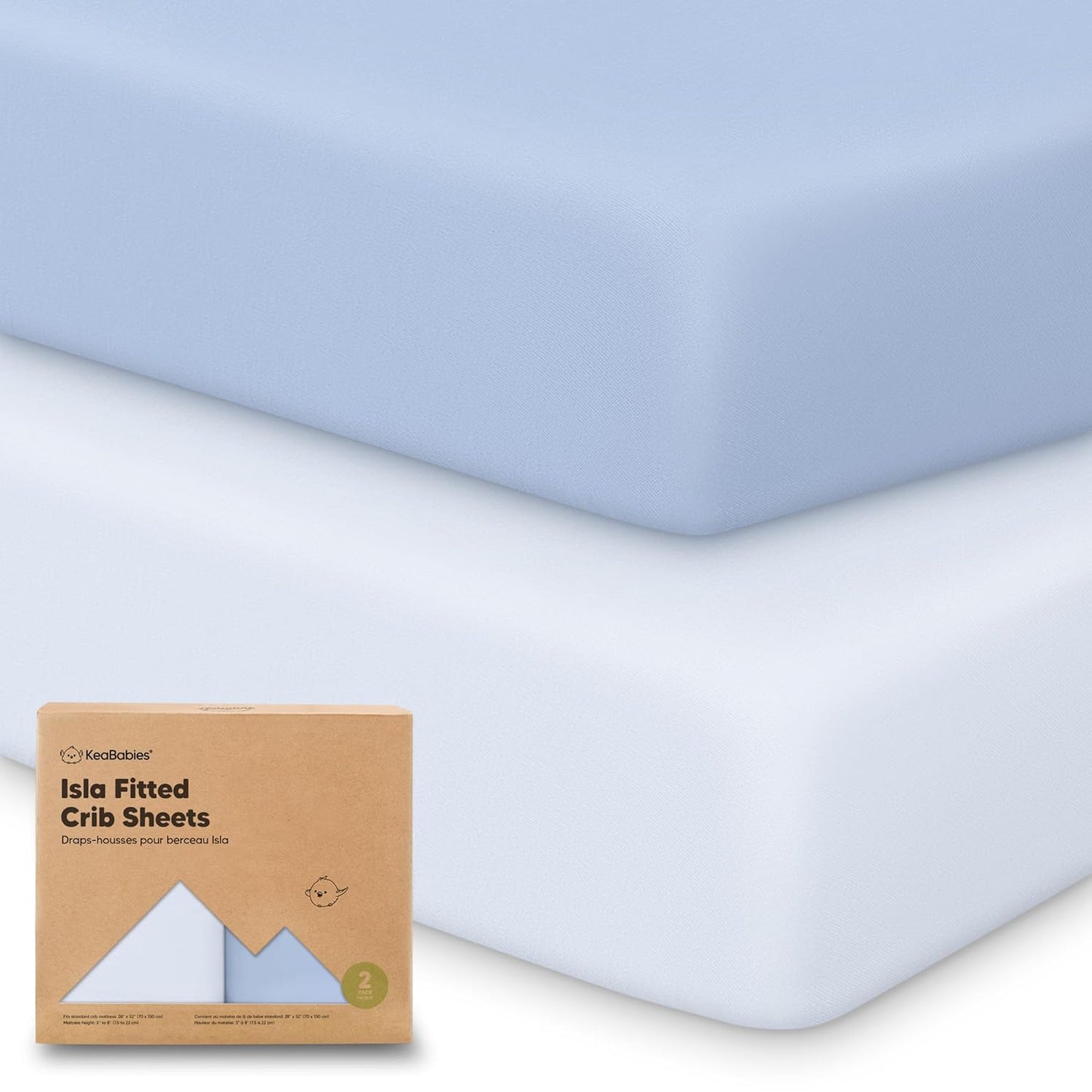 KeaBabies 2-Pack Baby Crib Sheets for Boys, Girls - 52x28 Viscose Derived from Bamboo Toddler Bed