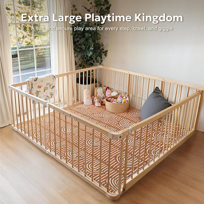 Soft Thicker Baby Mat for Floor 71"x59", Extra Large Baby Play Mat, Non-Slip Playpen Mat, Easy to Clean & Portable Playmat, Crawling Mat for Babies Toddlers, Activity Mat, Rainbow, Brown