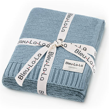 Organic Cotton Heritage Knit Receiving Blanket for Boys - 100% Luxury Soft Organic Cotton - Warm