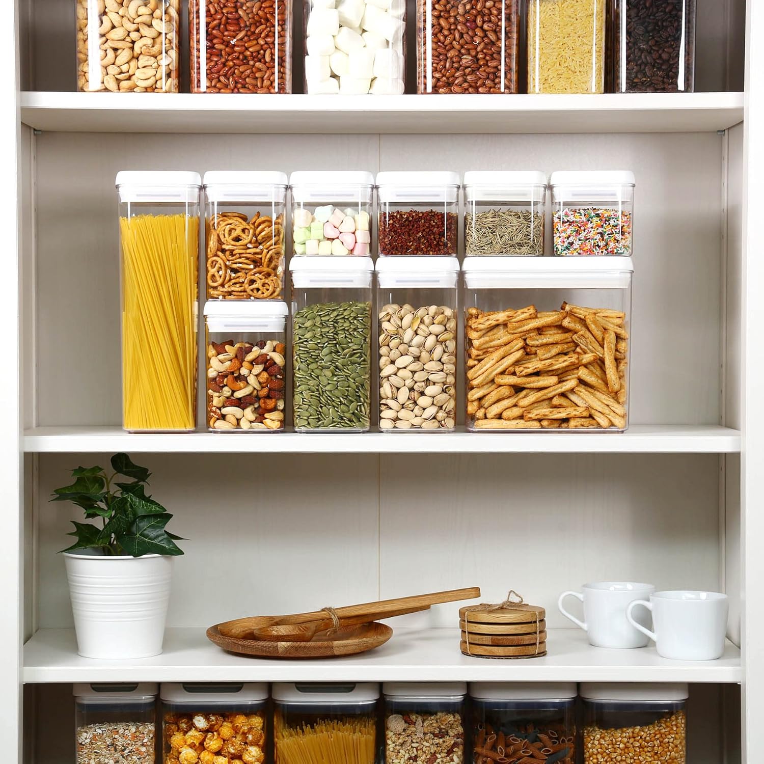 Felli Flip Tite Storage Container with Lid 4" Airtight Ring Seal Top, Stackable Acrylic Canister