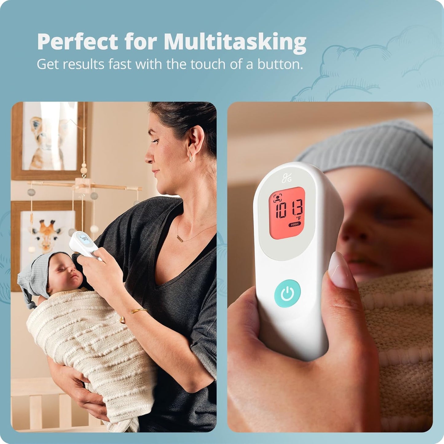 Greater Goods No-Touch Infrared Digital Thermometer for Adults, Kids, and Babies, Forehead