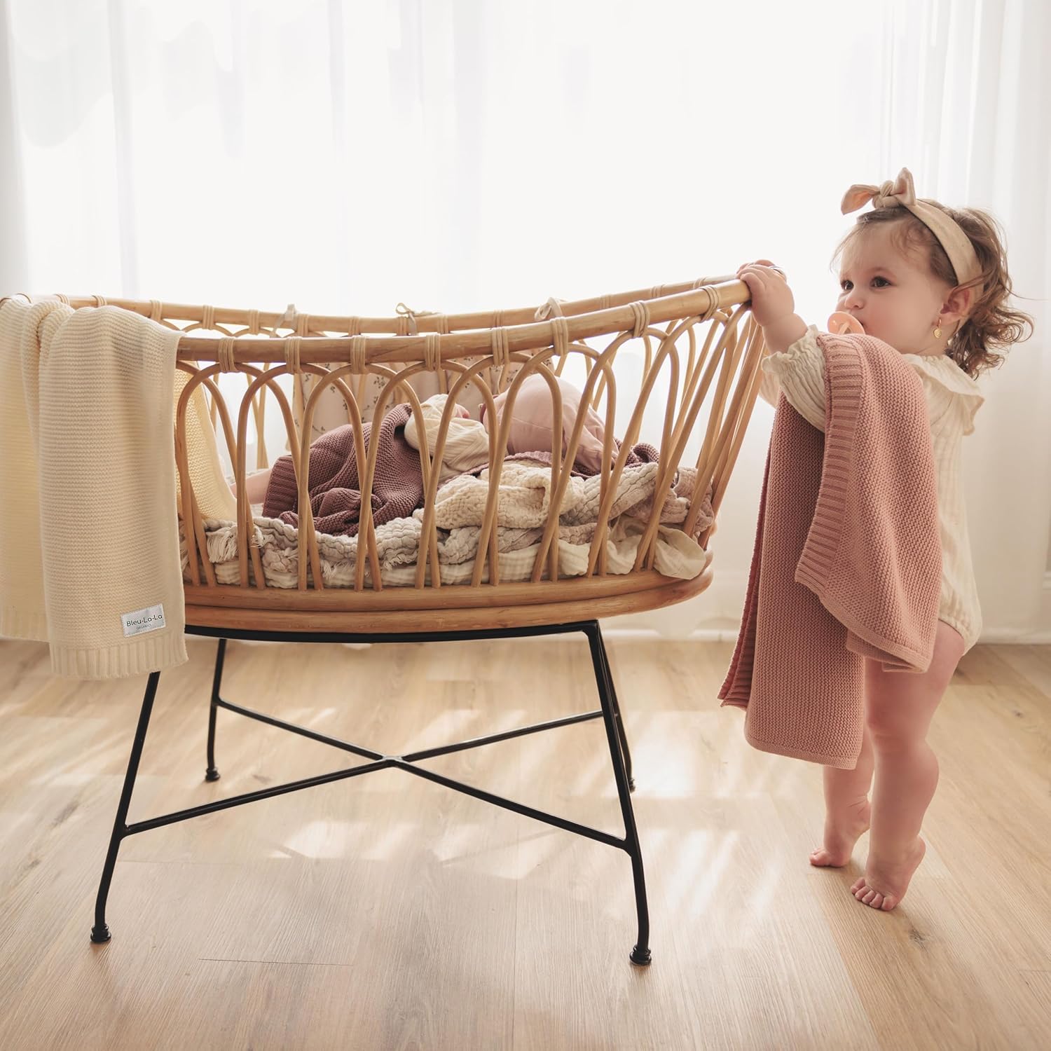 Heritage Knit Organic Receiving Swaddle Blanket for Girls - 100% Luxury Organic Cotton Soft Knit
