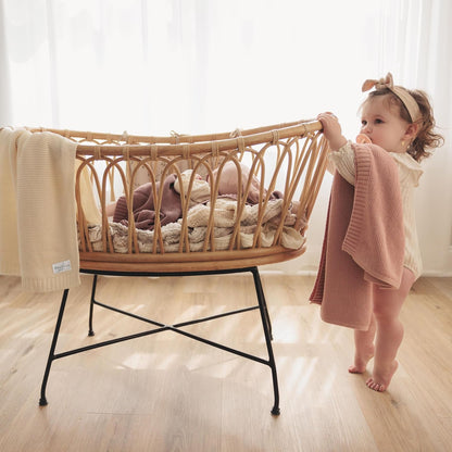 Heritage Knit Organic Receiving Swaddle Blanket for Girls - 100% Luxury Organic Cotton Soft Knit