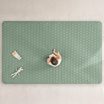 Comfy Cubs Rectangle Kids Play Mat - Large 60 x 96 inches Soft Quilted Baby Floor Mat with Non-Slip Bottom - Plush Design for Toddlers' Playtime and Relaxation - Comfortable and Durable - Fern
