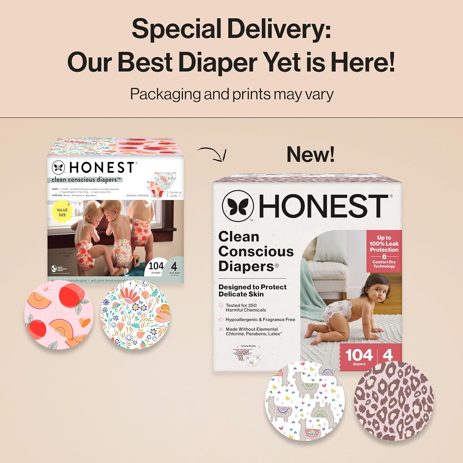 The Honest Company Clean Conscious Diapers for Delicate Skin | Up to 100% Leakproof |