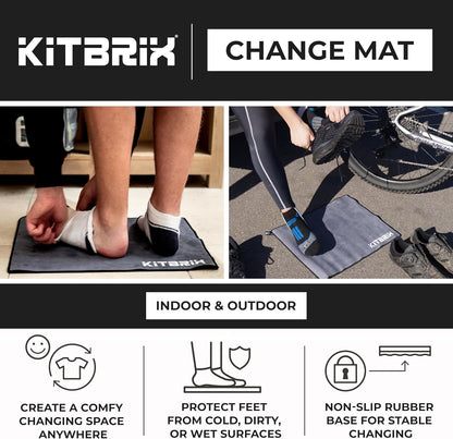 KitBrix Outdoor Sitting Mat & Wetsuit Changing Mat for Swimming, Surfing, Triathlon Transition - Soft Microfiber, Waterproof Base - Camping Essentials, Beach Accessories