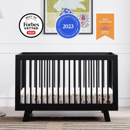 Babyletto Hudson 3-in-1 Convertible Baby Crib - GREENGUARD Gold Certified Convertible Crib to Toddler Bed & Daybed - Wooden Baby Bed with 4 Adjustable Mattress Heights - Easy to Assemble - Black