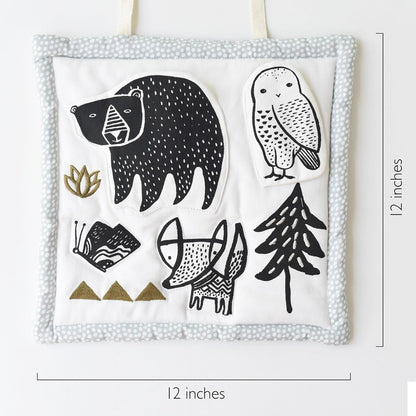Wee Gallery Woodland Activity Pad Organic Baby Play Mat with Sensory Toys, High Contrast Newborn Essentials Soft Tummy Time Mat for Babies 0-12 Months, Visual and Motor Skill Development Toy