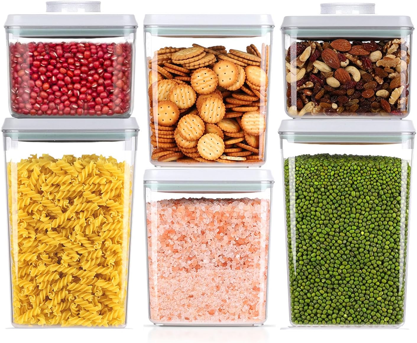 Pop Airtight Food Storage Containers Set with Lids, 6 Pcs Stackable One Button Opening Food