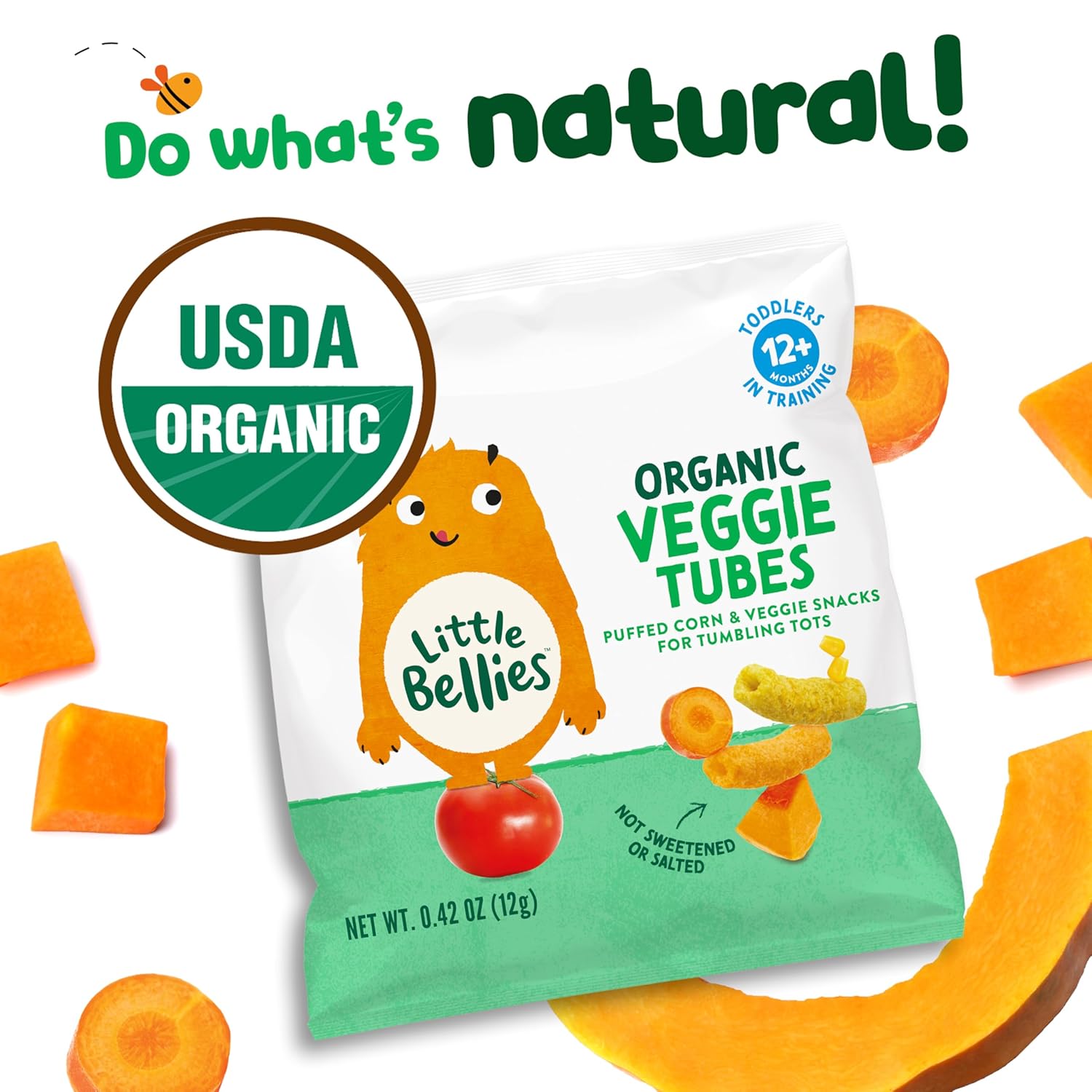 Little Bellies Organic Veggie Tubes Toddler Snack (Pack of 7 x 0.42 oz Individual Packs)