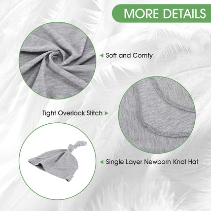 iEvolve Cotton Knitted Baby Swaddle Blanket with Hat Headband Set Newborn Swaddle Wrap Receiving Blankets for Baby Girl Boy 35" x 35"(Navyblue)