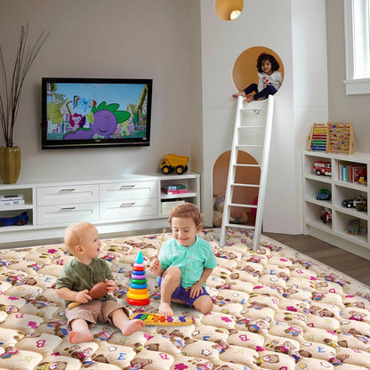 Vibe Bear Baby Play Mat - 79" X 71",Premium Thicker Foam One-Piece Crawling Mat, Extra Large Anti-Slip Activity Playmat for Babies, Toddlers & Infants
